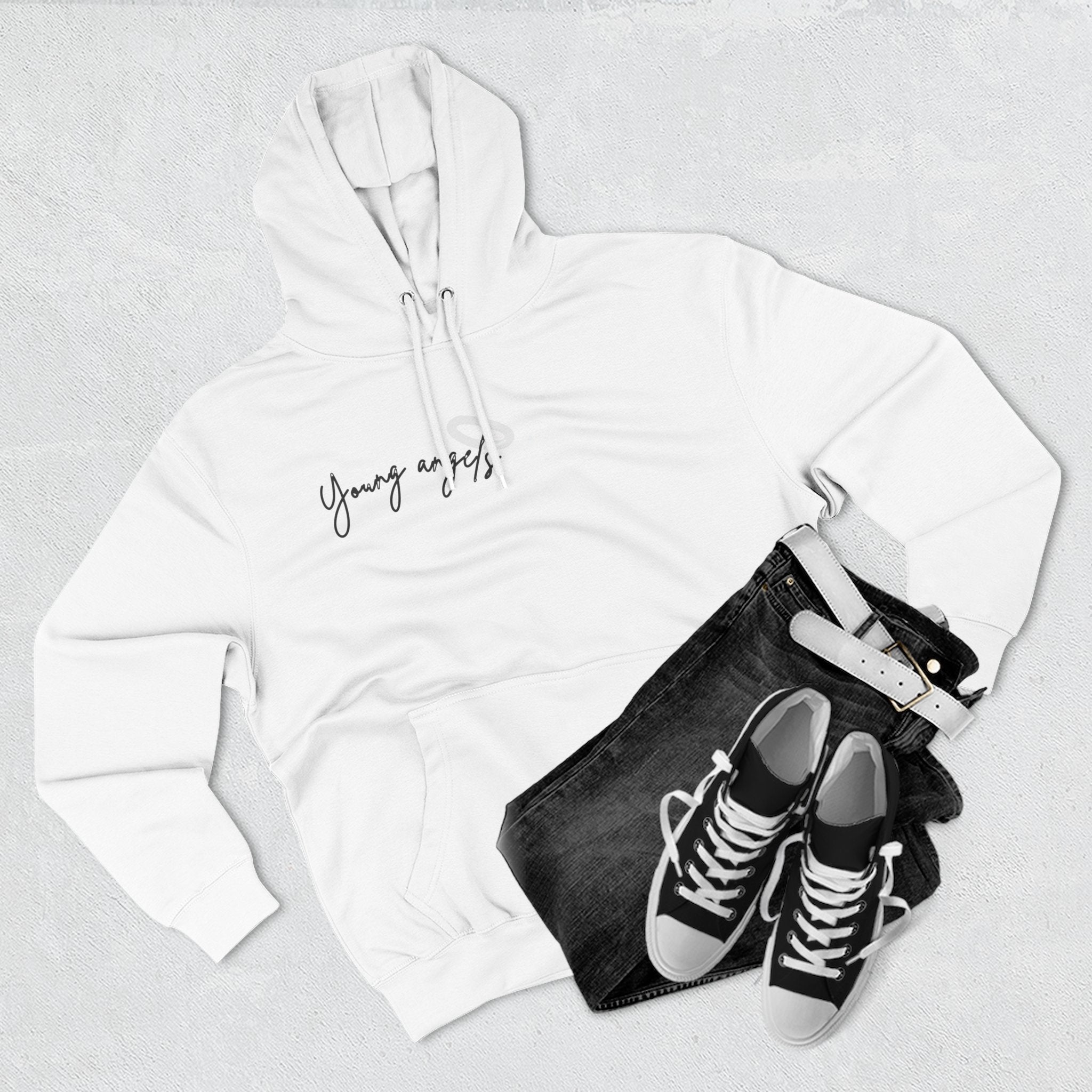 Minimal "Young & Free" Hoodie — Soft Fleece Pullover