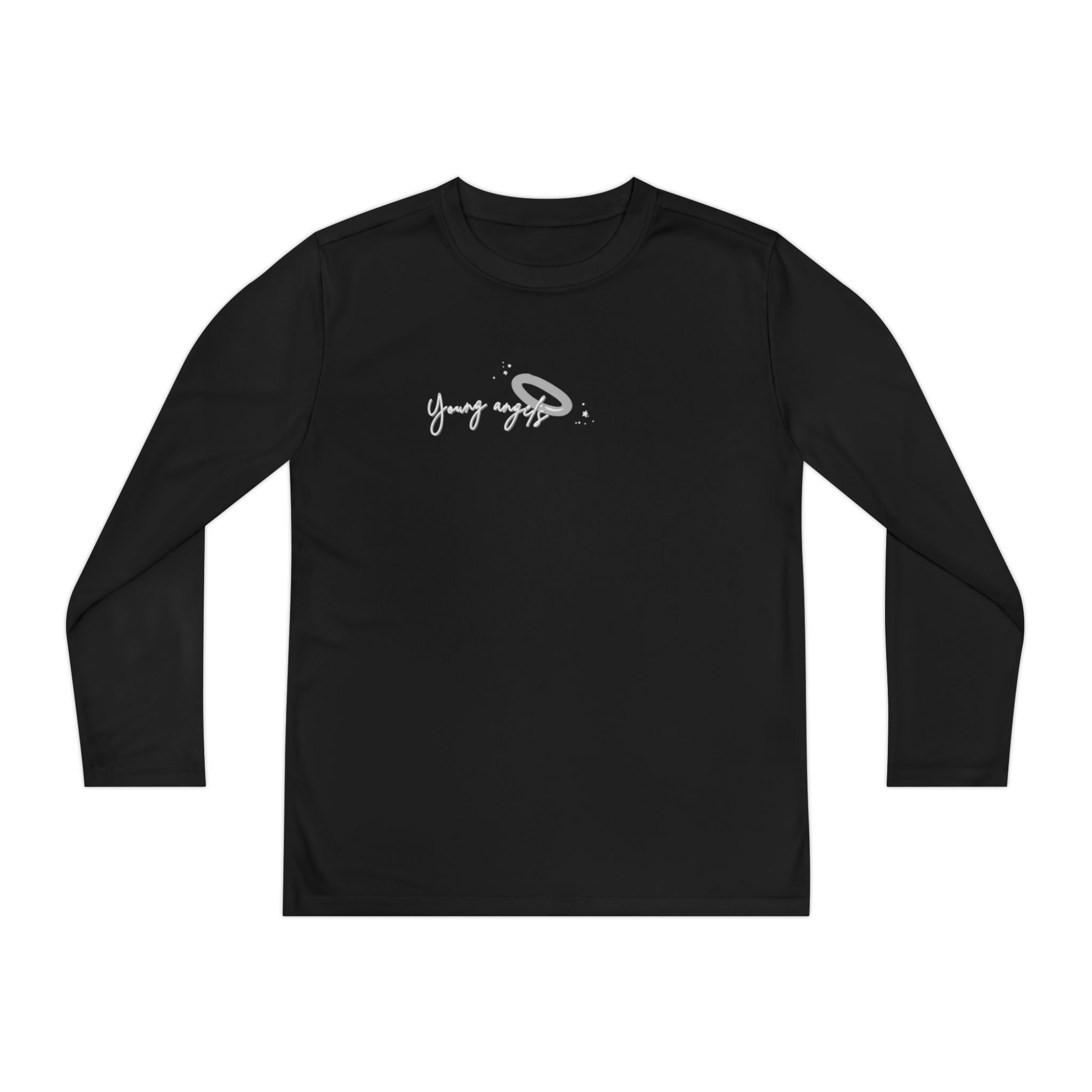 Youth Long Sleeve Tee — "Young Angel" Script Graphic