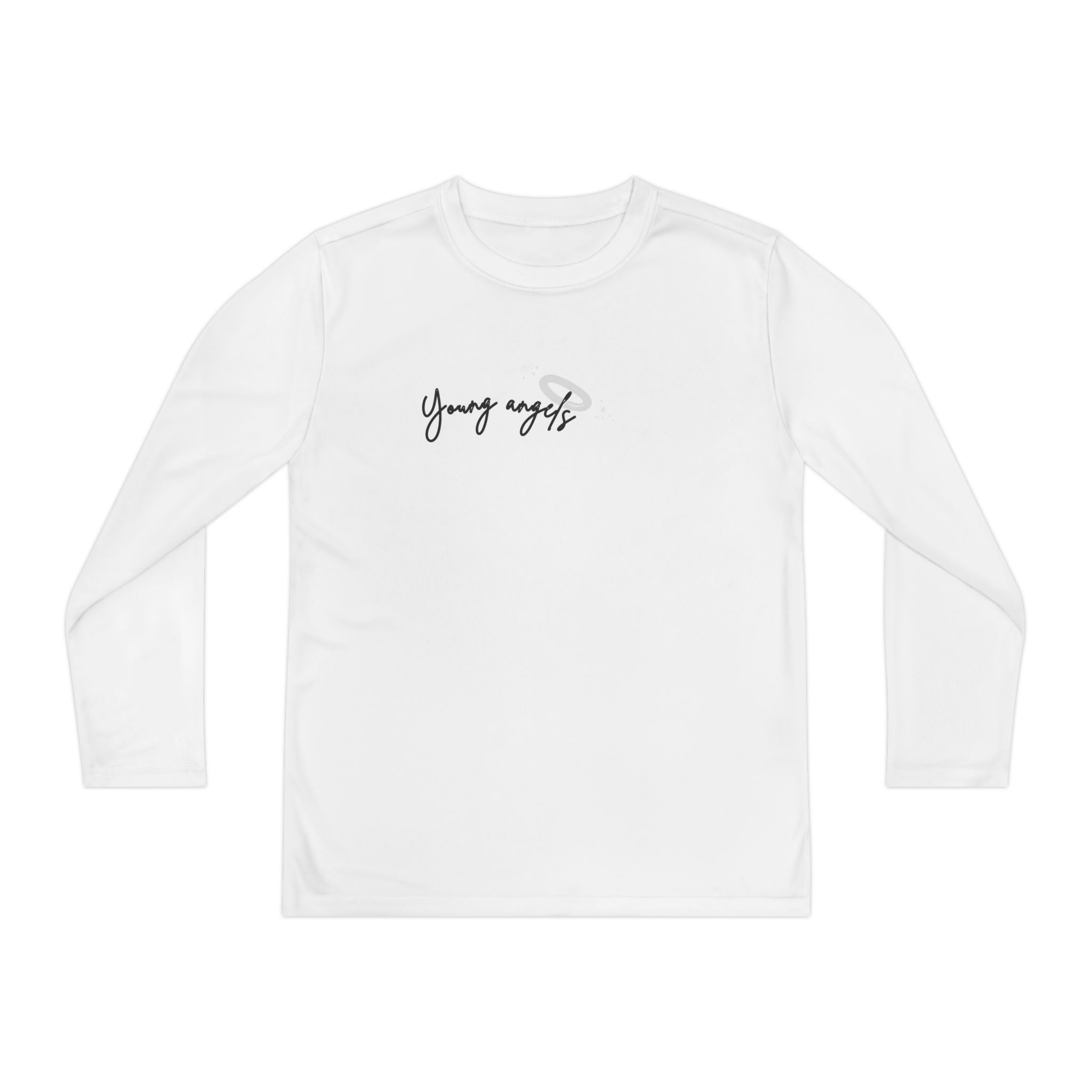 Youth Long Sleeve Tee — "Young Angel" Script Graphic